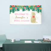 Ananas-Glitzer Rosa tropisches Brautparty Banner (Messeveranstaltung)