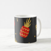 Ananas, Glitzer, schwarzer Hintergrund. Kaffeetasse (VorderseiteRechts)
