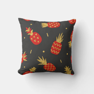 Ananas, Glitzer, schwarzer Hintergrund. Kissen