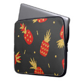 Ananas, Glitzer, schwarzer Hintergrund. Laptopschutzhülle (Vorderseite Links)