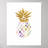 Ananas - Gold - Blumen Poster (Vorne)