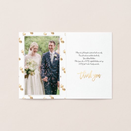 Ananas-Gold-Foil, vielen Dank für Ihr Foto Folienkarte (Innenseite)