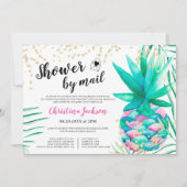 Ananas Gold Glitzer Aquarelldusche per Post Einladung (Vorderseite)