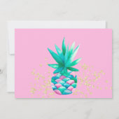 Ananas Gold Glitzer Aquarelldusche per Post Einladung (Rückseite)
