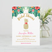 Ananas-Gold-Glitzer Rosa Brautparty I Einladung (Stehend Vorderseite)