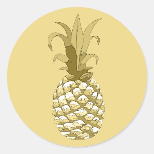Ananas Gold-ID239 Runder Aufkleber (Vorderseite)