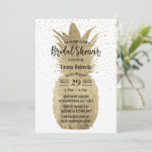 Ananas Gold Modernes tropisches Brautparty Einladung (Stehend Vorderseite)