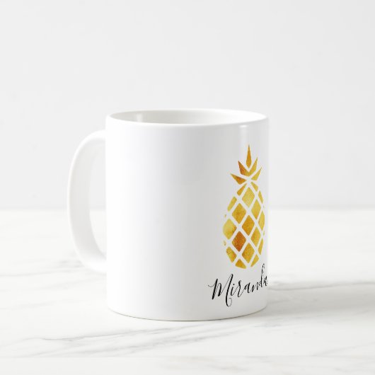 Ananas-Goldschrift Kaffeetasse (Vorderseite Links)