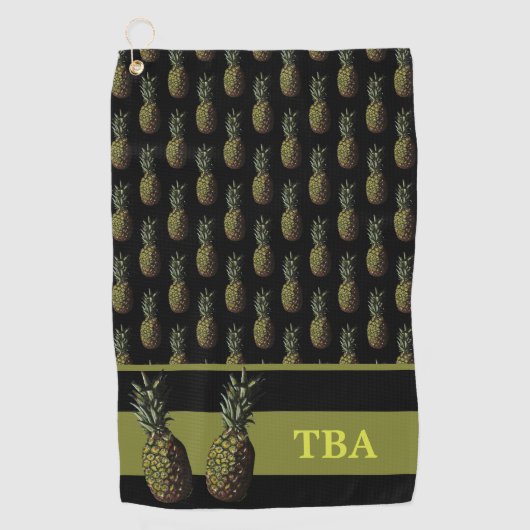 Ananas-Golf-Handtuch - Personalisiertes Monogramm Golfhandtuch (Vorderseite)