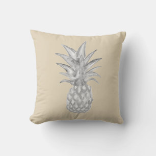Ananas Grau Begrüßung Aquarellmalerei Kissen