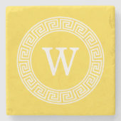 Ananas griechischer Schlüsselrahmen erste Monogram Steinuntersetzer (Vorderseite)