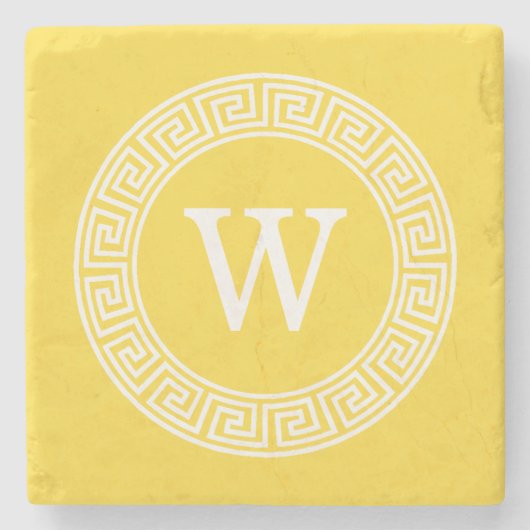 Ananas griechischer Schlüsselrahmen erste Monogram Steinuntersetzer (Vorderseite)