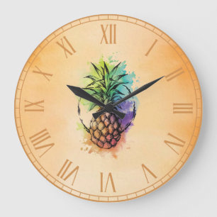 Ananas Große Wanduhr