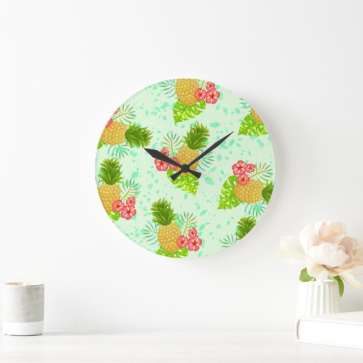 Ananas grün große wanduhr (Zuhause)