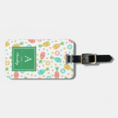 Ananas| Grüne Monogramm Gepäckanhänger (Vorderseite horizontal)
