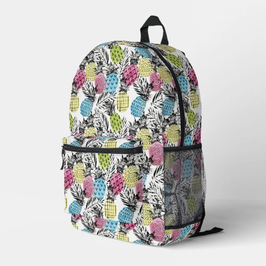 Ananas Grunge Palms Bedruckter Rucksack (Rückseitige Ecke Rechts)