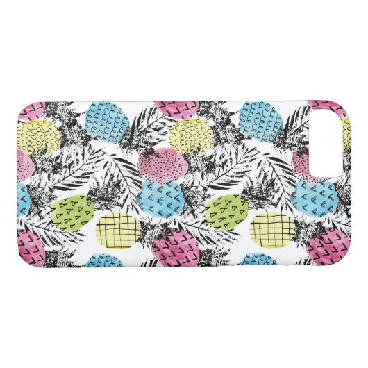 Ananas Grunge Palms Case-Mate iPhone Hülle (Rückseite (Horizontal))