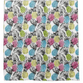 Ananas Grunge Palms Duschvorhang (Vorderseite)