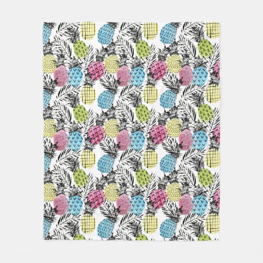 Ananas Grunge Palms Fleecedecke (Vorderseite)
