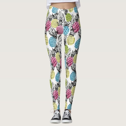 Ananas Grunge Palms Leggings (Vorderseite)