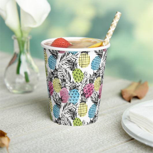 Ananas Grunge Palms Pappbecher (In Situ)