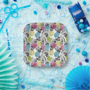 Ananas Grunge Palms Pappteller