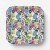 Ananas Grunge Palms Pappteller (Vorderseite)