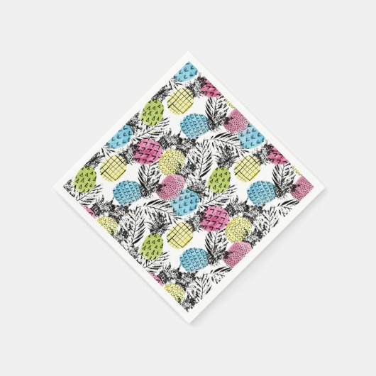 Ananas Grunge Palms Serviette (Ecke)