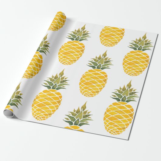 Ananas. Handgemalte Aquarellbilder w Geschenkpapier (Ungerollt)