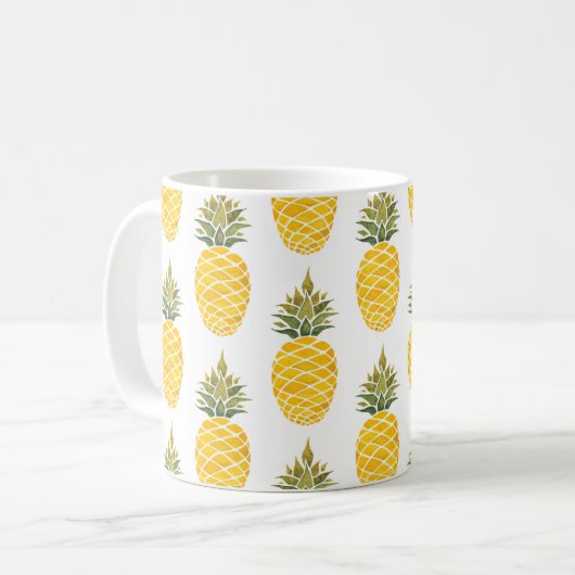 Ananas. Handgemalte Aquarellbilder w Kaffeetasse (Vorderseite Links)
