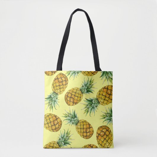 Ananas, handgezogen: Aquarell Nahtlos Tasche (Vorderseite)