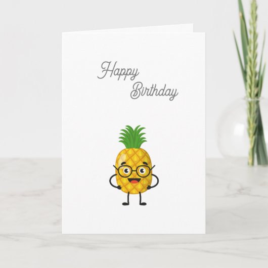 Ananas Happy Birthday Card Dankeskarte (Vorderseite)