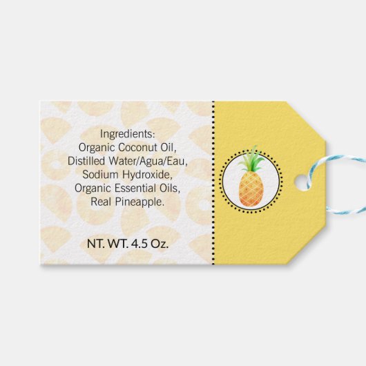 Ananas, hausgemachte Bath & Body Geschenkanhänger (Vorderseite (Horizontal))