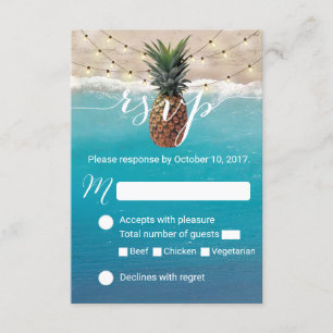 Ananas Hawaiian Tropical Beach Hochzeit UAWG RSVP Karte