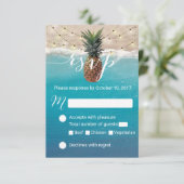Ananas Hawaiian Tropical Beach Hochzeit UAWG RSVP Karte (Stehend Vorderseite)
