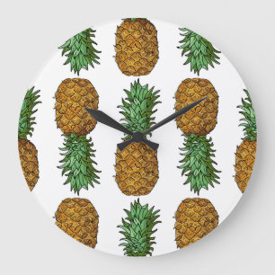 Ananas-Helligkeit: Sommer-Tropische Illustration Große Wanduhr
