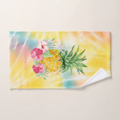 Ananas, Hibiskus Aquarellfarben Gefärbte Krawatte Badhandtuch Set (Handtuch)