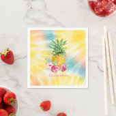 Ananas, Hibiskus Aquarellfarben Gefärbte Krawatte Serviette (Beispiel)