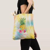 Ananas, Hibiskus Aquarellfarben Gefärbte Krawatte Tasche (Von Nahem)