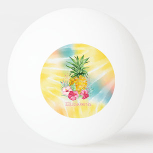 Ananas, Hibiskus Aquarellfarben Gefärbte Krawatte Tischtennisball