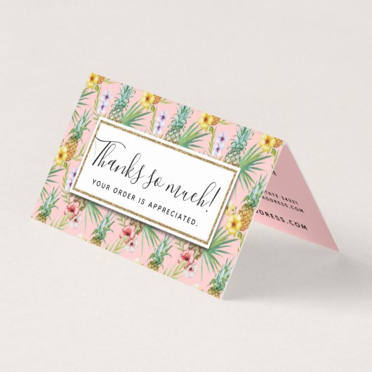 Ananas & Hibiskus Blume Aquarell Vielen Dank (Vorderseite)