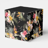 Ananas Hibiskus Blume auf dem Schwarzen Platz Geschenkschachtel (Rückseite)