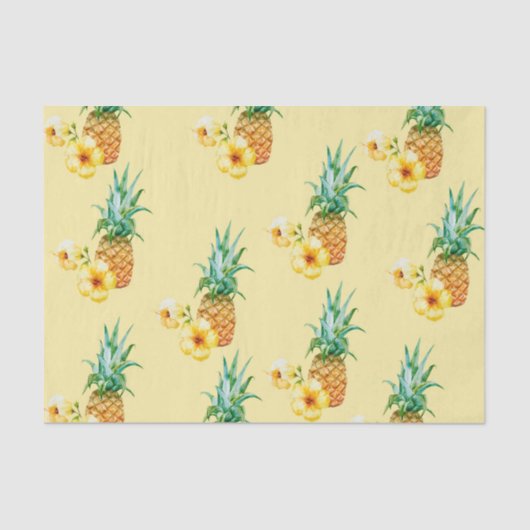 Ananas-Hibiskus (Design 41 Gelb/Orange-Serie) Seidenpapier (Vorderseite)
