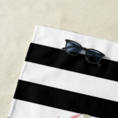 Ananas-Hibiskus, Schwarz-weiße Streifen Strandtuch (Beispiel)