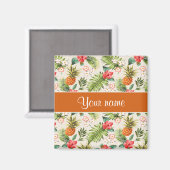 Ananas-Hibiskus und Palmfronten Magnet (Vorderseite/Rückseite)