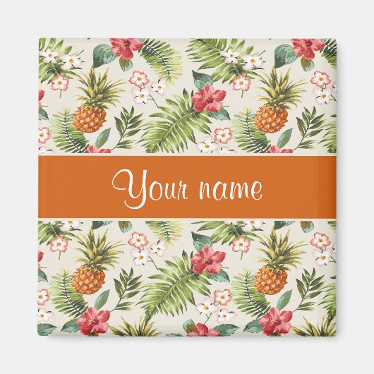 Ananas-Hibiskus und Palmfronten Magnet (Vorne)
