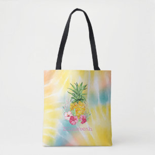 Ananas, Hibiskus-Wasserfarbe-Regenbogen-Tie-Dye Tasche