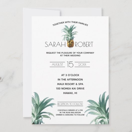 Ananas-Hochzeit Einladung (Vorderseite)