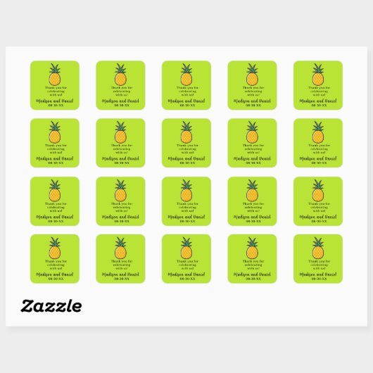 Ananas Hochzeit Tropischer Gefallen Sticker (Blatt)