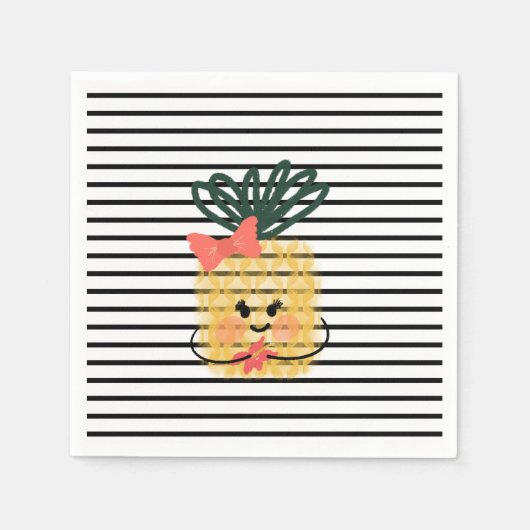 Ananas Holding Hisbiscus Luau Geburtstag Serviette (Vorderseite)